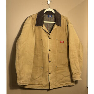 Dickies Chore Jacket Blanket Lined Barn Coat Size XL Beige 54 Chest 33 Length